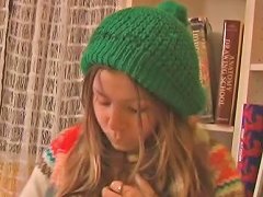 Free Porn Sexy Teen Wears A Green Hat And Shows Her Perky Tits